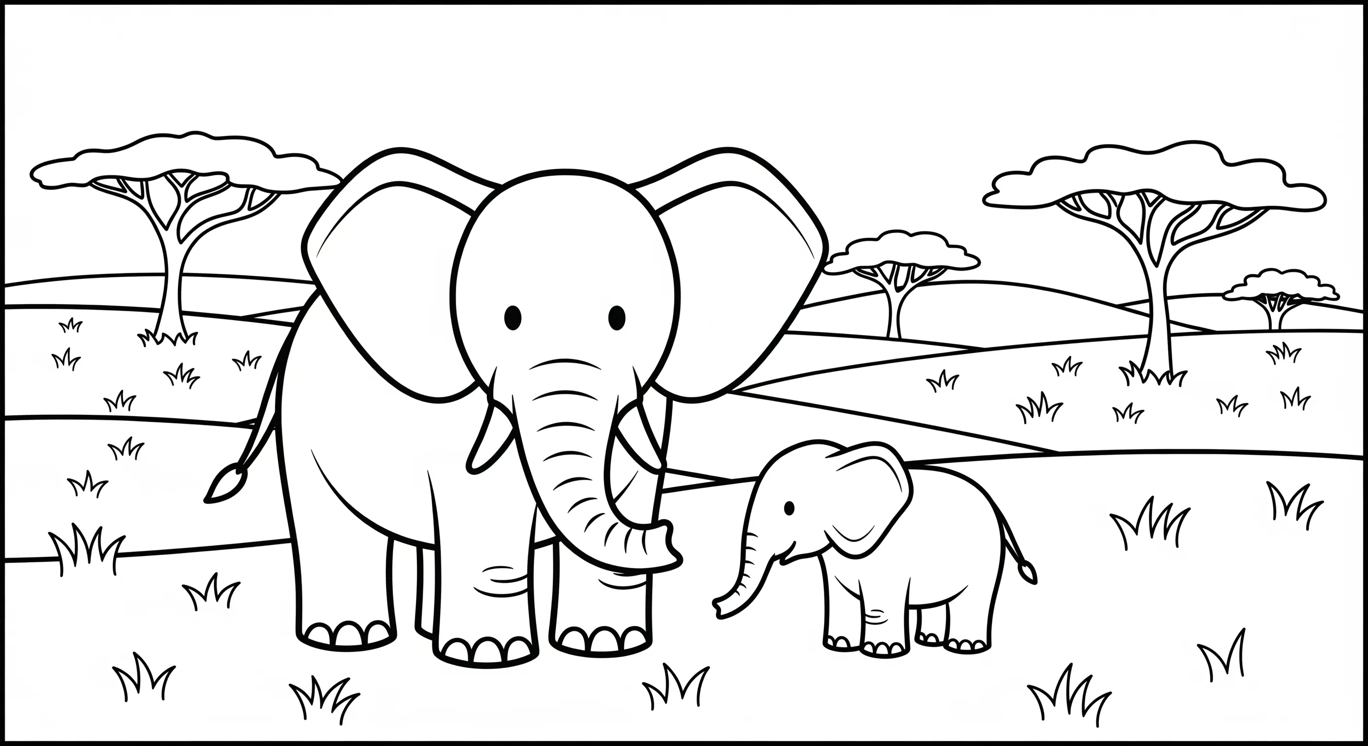 Gambar Gambar Mewarnai Gajah Dan Anaknya siap untuk diwarnai